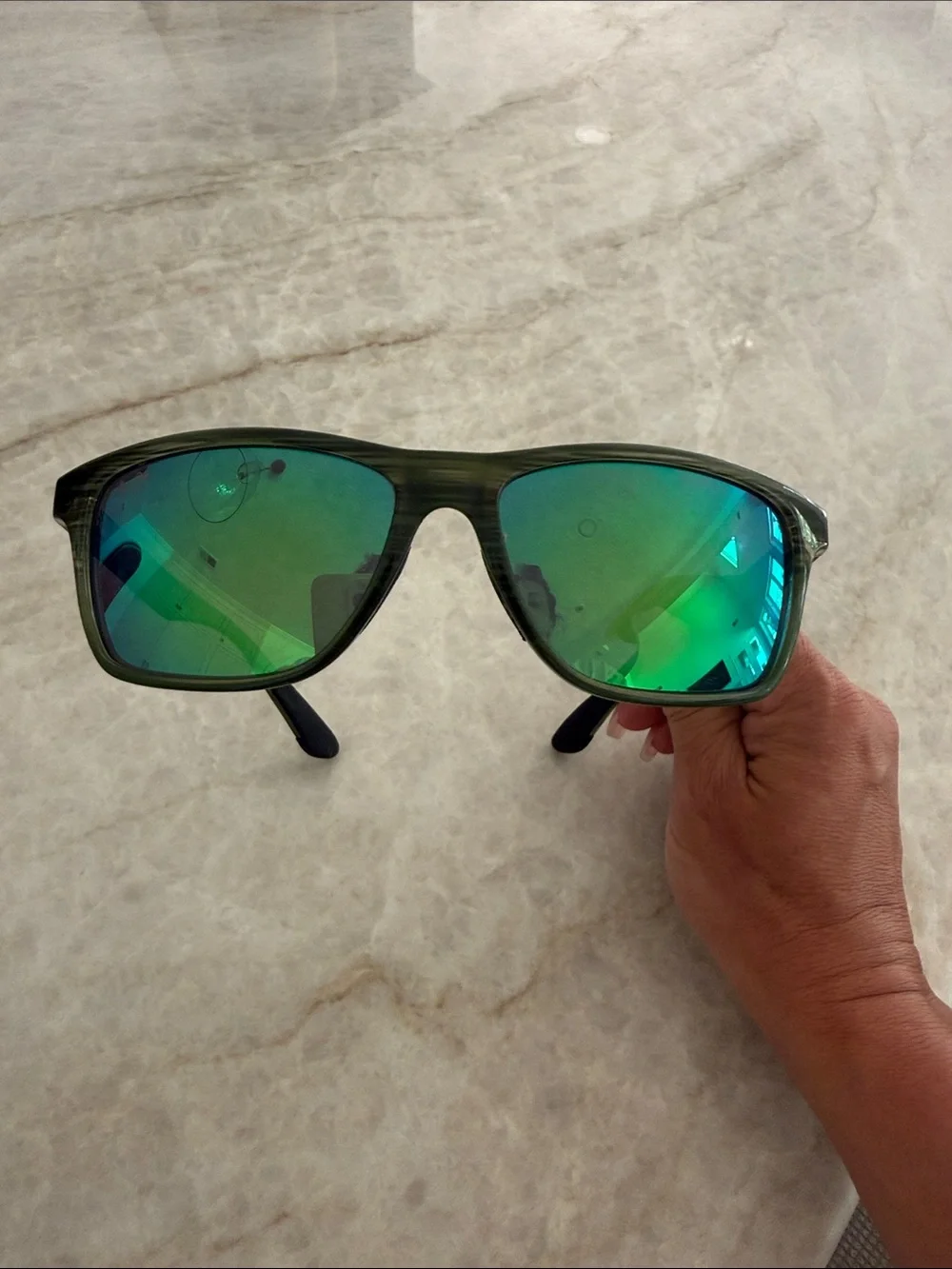 Maui Jim Green Frame Sunglasses with Blue Lenses